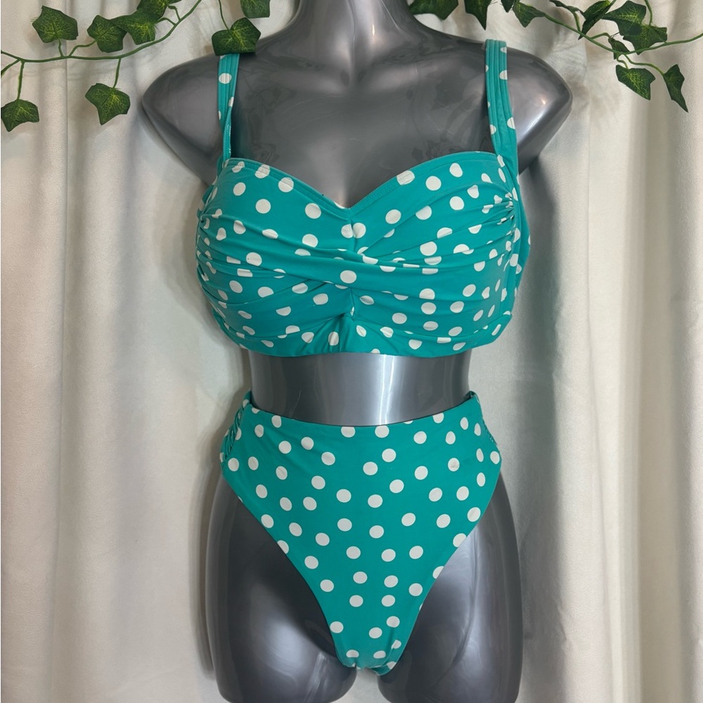 Polka Dot Bikini Set in Teal
